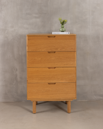 Orrma Narrow Chest of 4 Drawers - Oak Nat