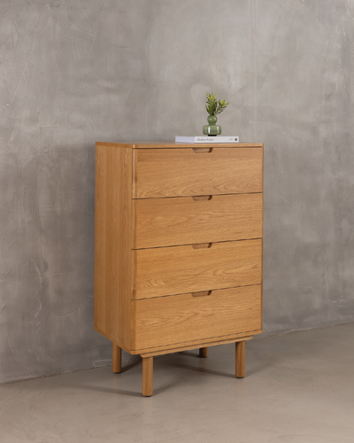 Orrma Narrow Chest of 4 Drawers - Oak Nat