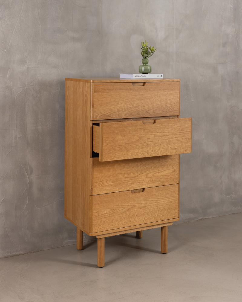 Orrma Narrow Chest of 4 Drawers - Oak Nat