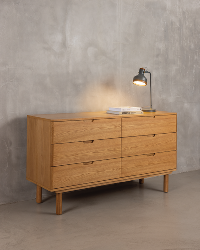Orrma Wide Chest of 6 Drawers - Oak Nat