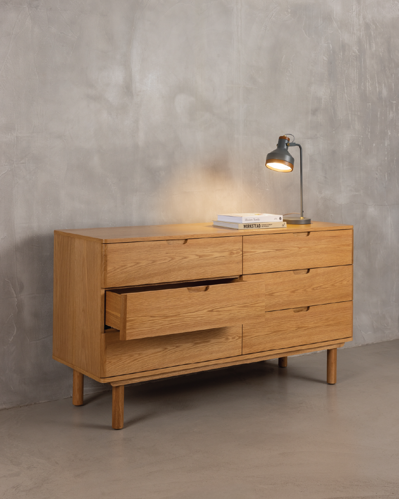 Orrma Wide Chest of 6 Drawers - Oak Nat