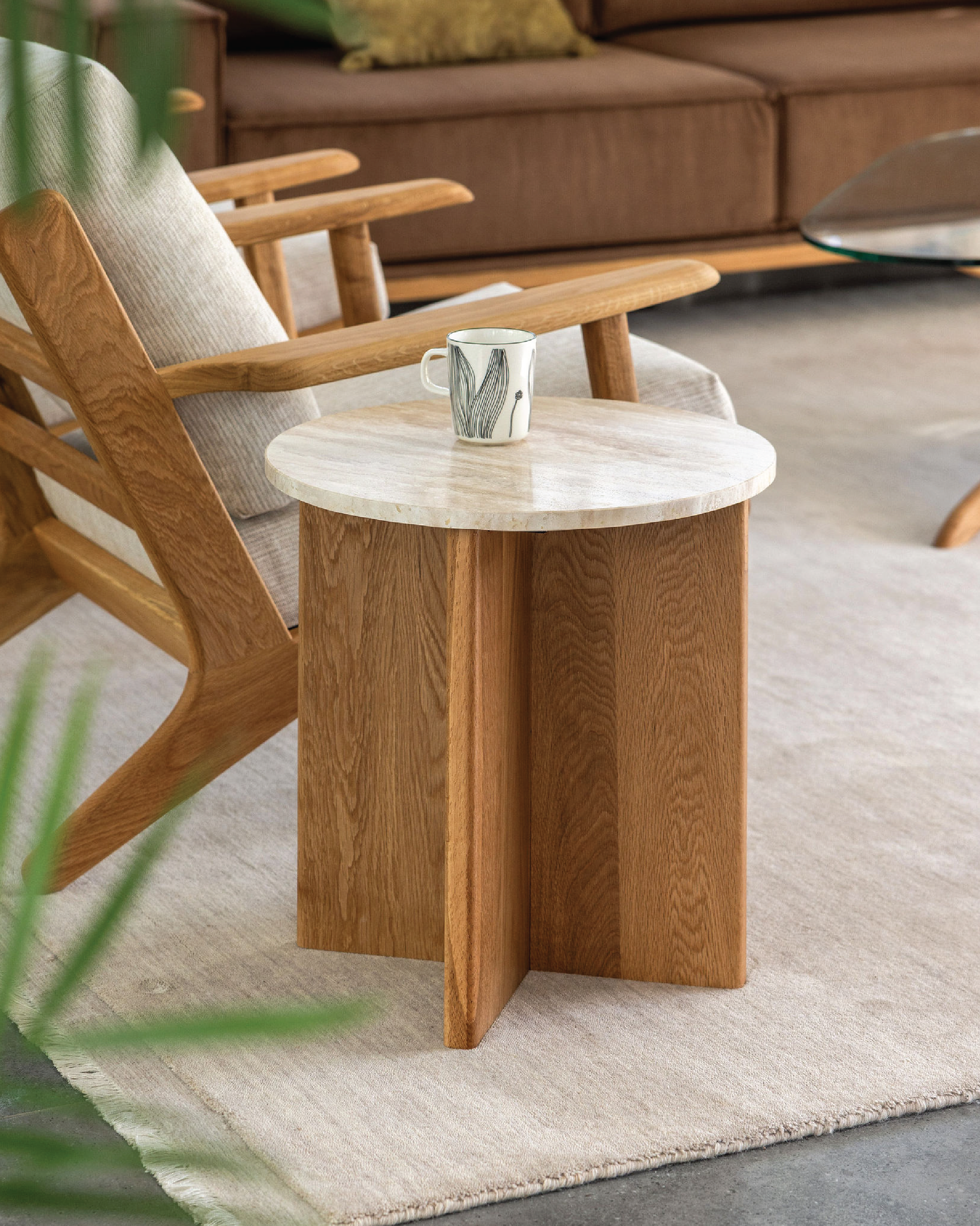 Forest Travertine Side Table