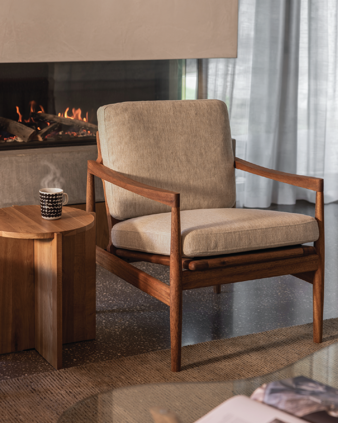 Den Armchair - Walnut & Fabric