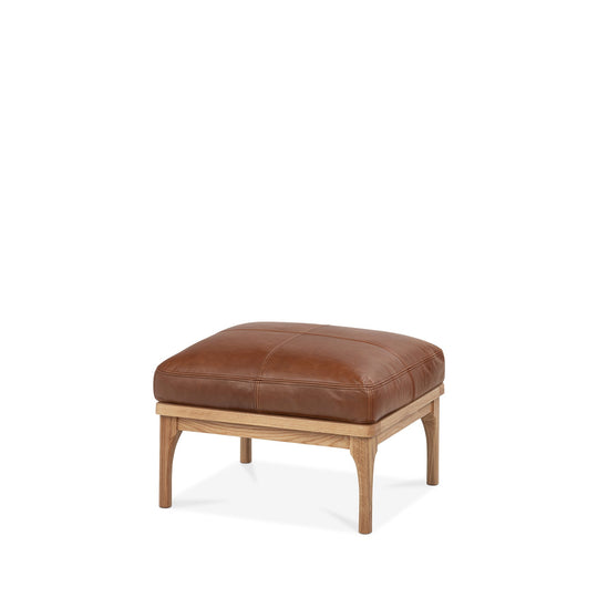 Den Footstool (Oak Frame/Brown Leather)