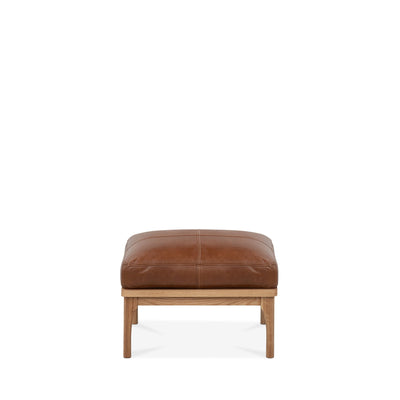 Den Footstool (Oak Frame/Brown Leather)