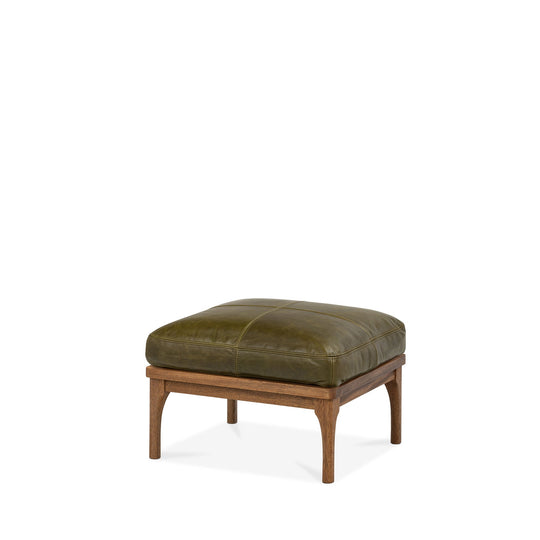 Den Footstool (Walnut Frame/Green Leather)
