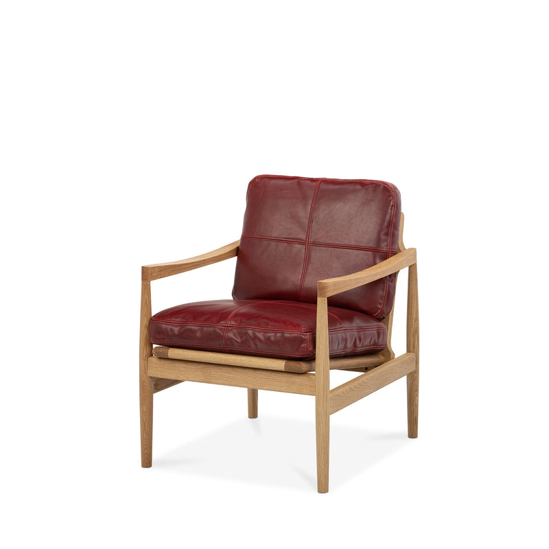 Den Armchair (Oak Frame/Red Leather)