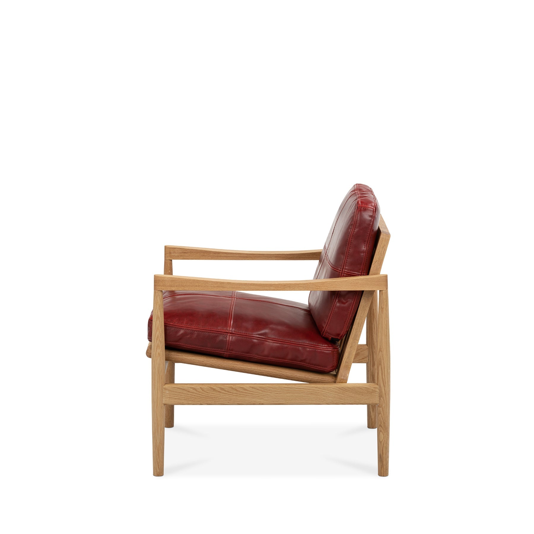 Den Armchair Oak Frame Red Leather