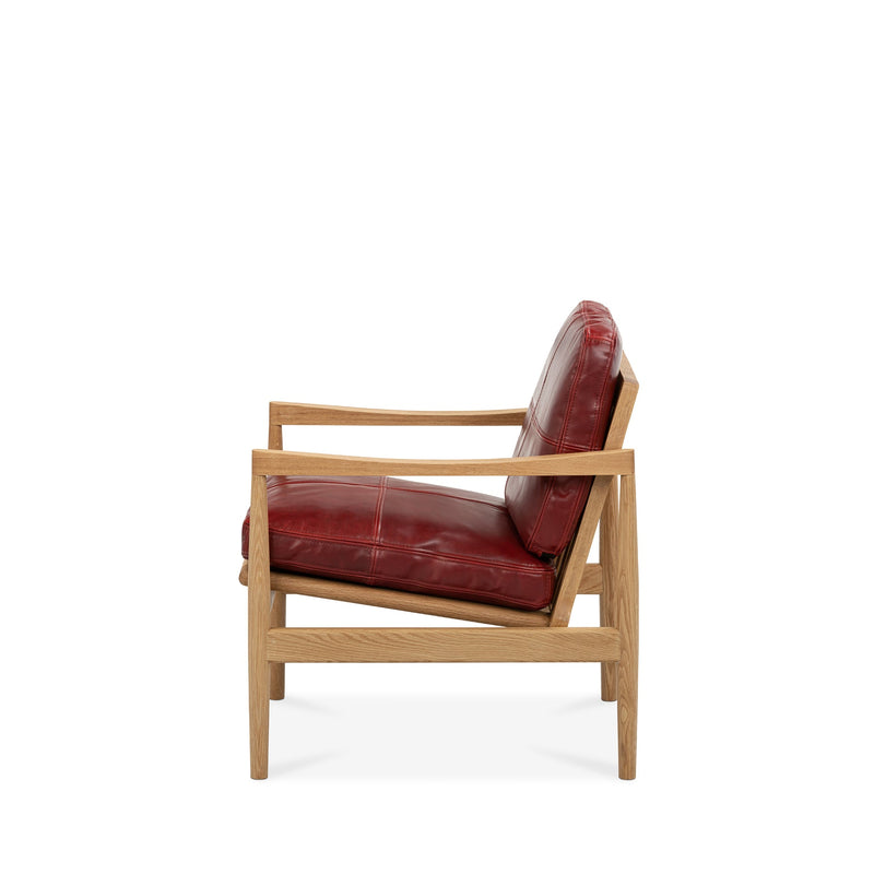 Den Armchair (Oak Frame/Red Leather)