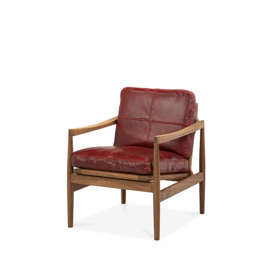 Den Armchair (Walnut Frame/Red Leather)