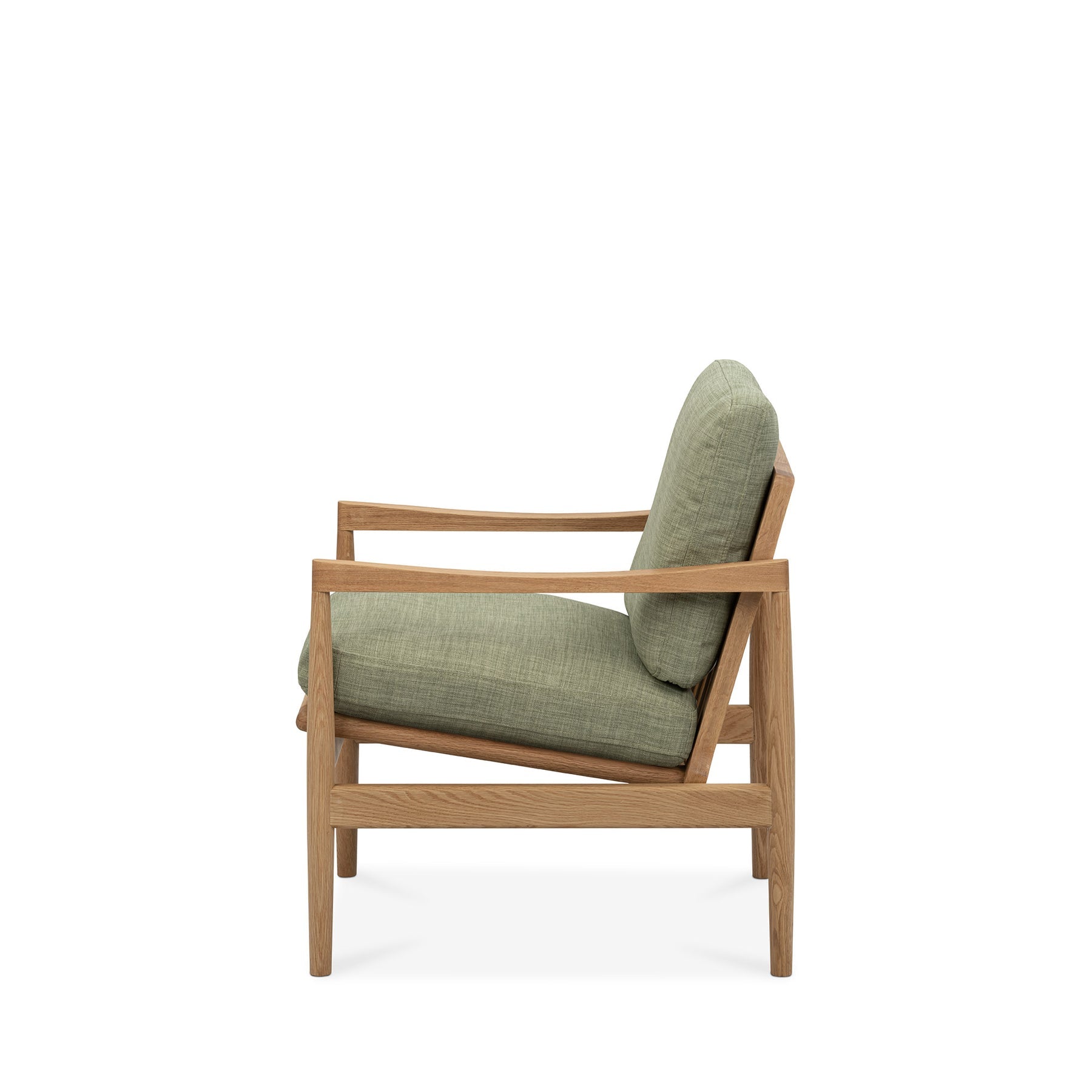 Den Armchair Oak Frame Sage Green Fabric