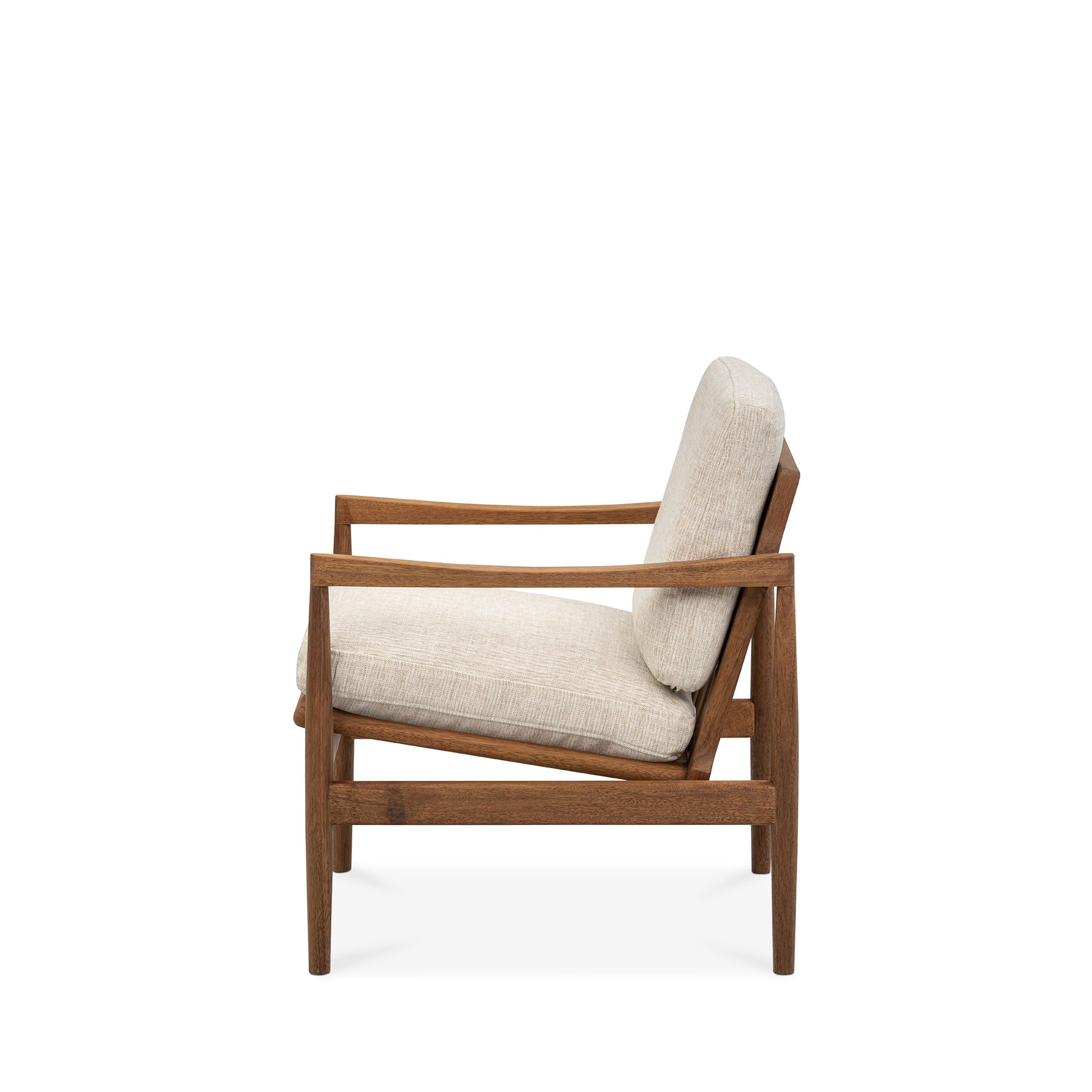 Den Armchair Walnut Frame Sandstone Fabric