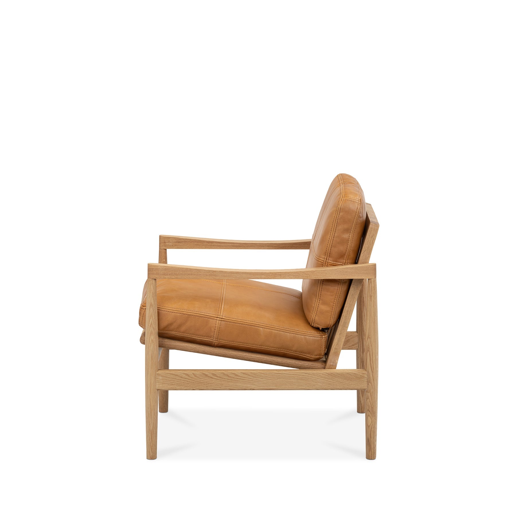 Den Armchair Oak Frame Tan Leather
