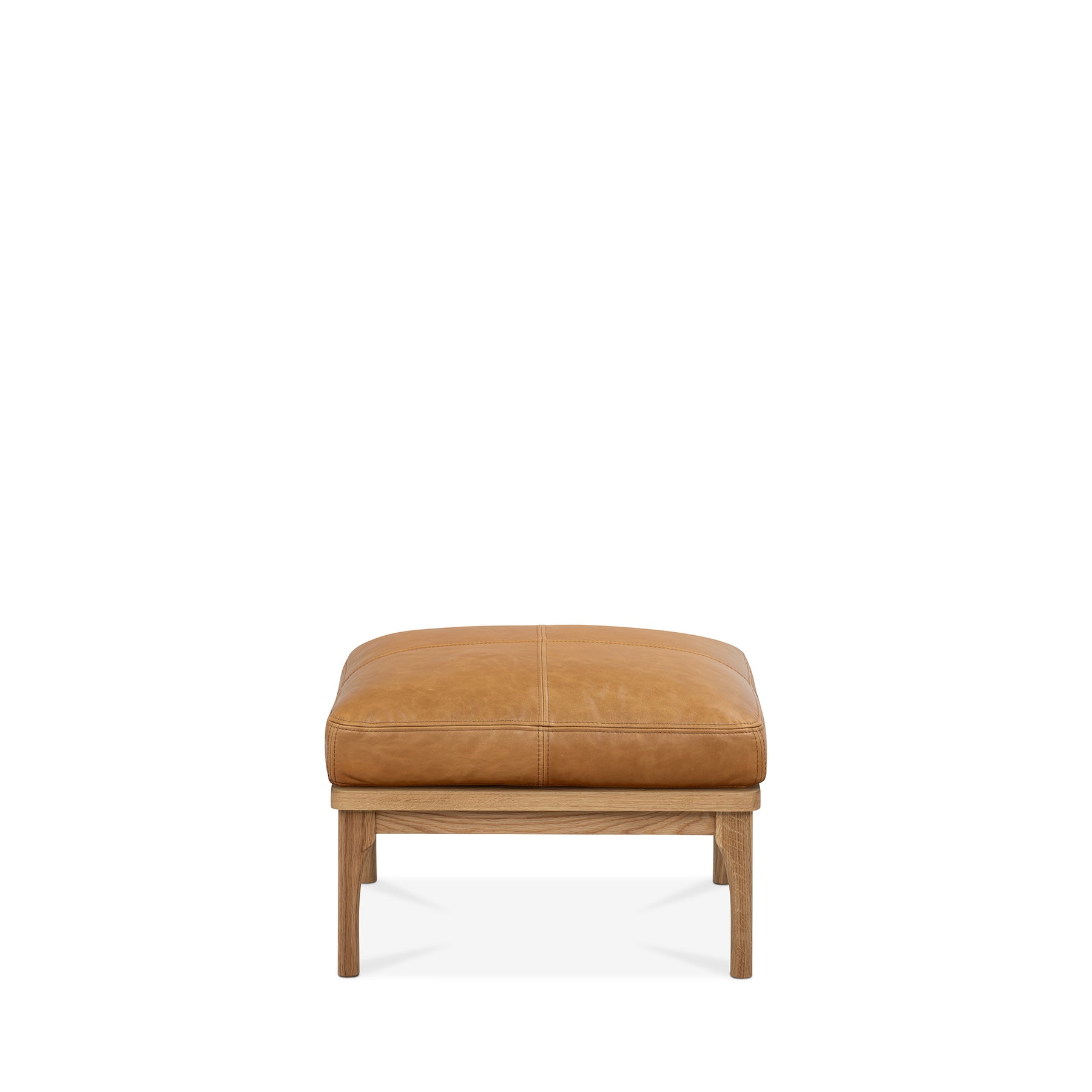 Den Footstool Oak Frame Tan Leather