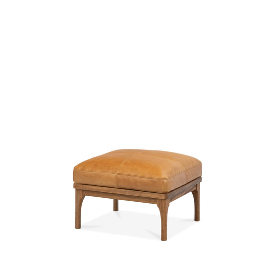 Den Footstool (Walnut Frame/Tan Leather)