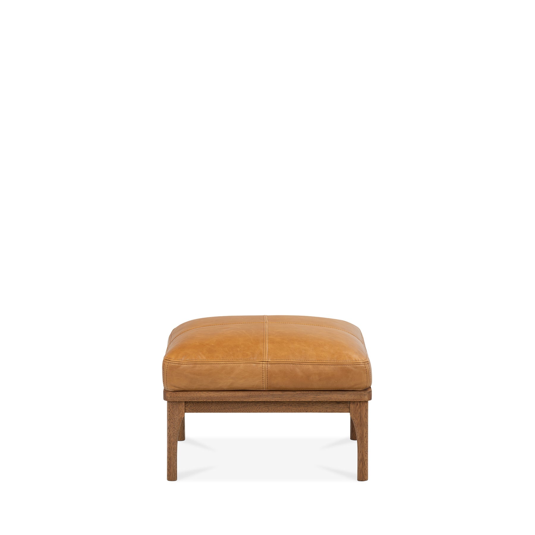 Den Footstool Walnut Frame Tan Leather