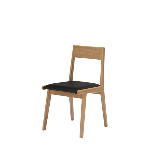 Forest 01 Oak Dining Chair - Black Leather