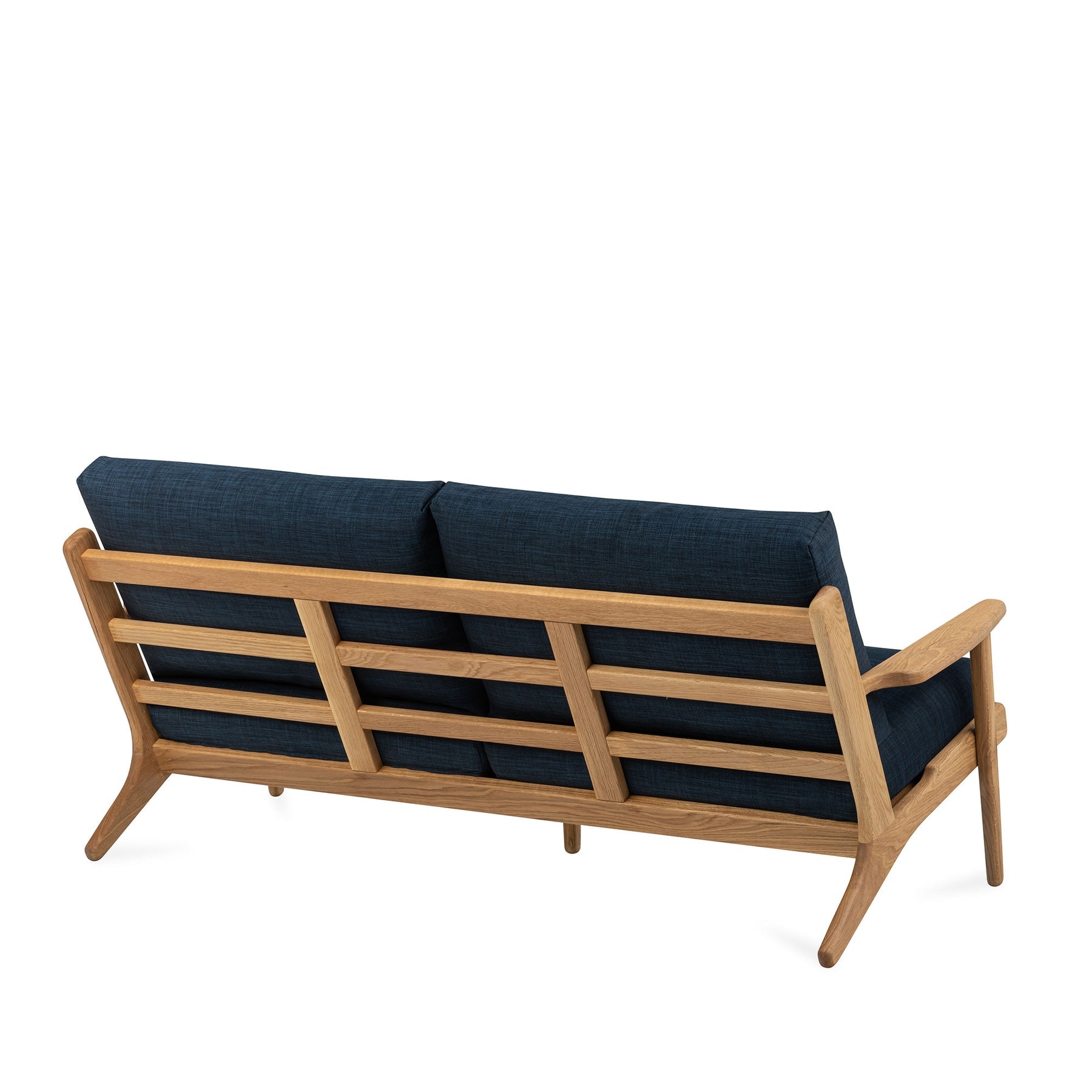 Map 3 Seat Sofa Oak Frame Royal Blue Fabric