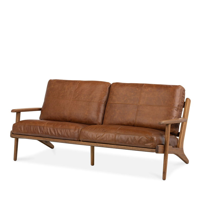 Map 3 Seat Sofa (Walnut Frame/Brown Leather)
