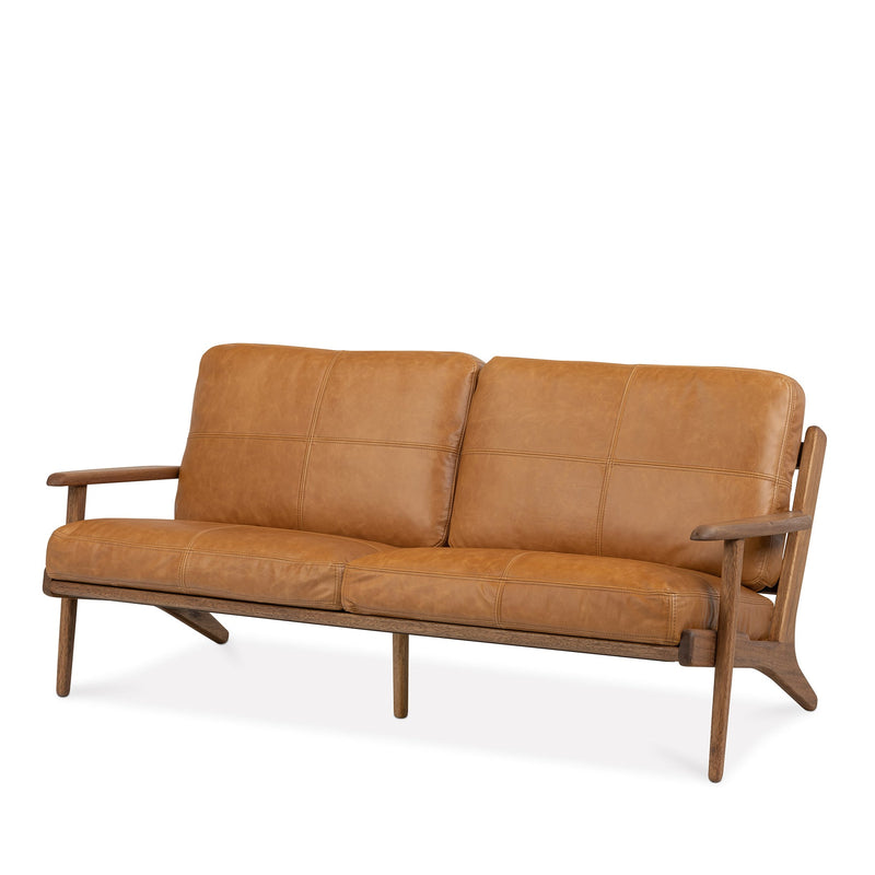 Map 3 Seat Sofa (Walnut Frame/Tan Leather)