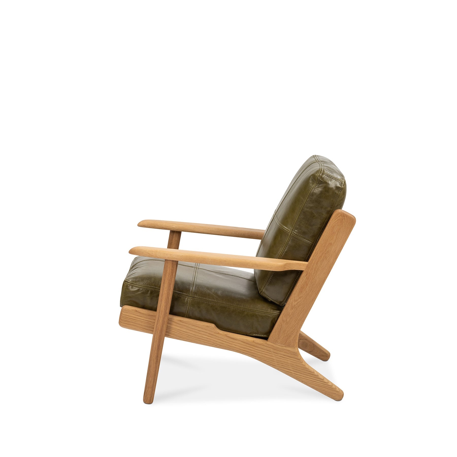 Map Armchair Oak Frame Green Leather