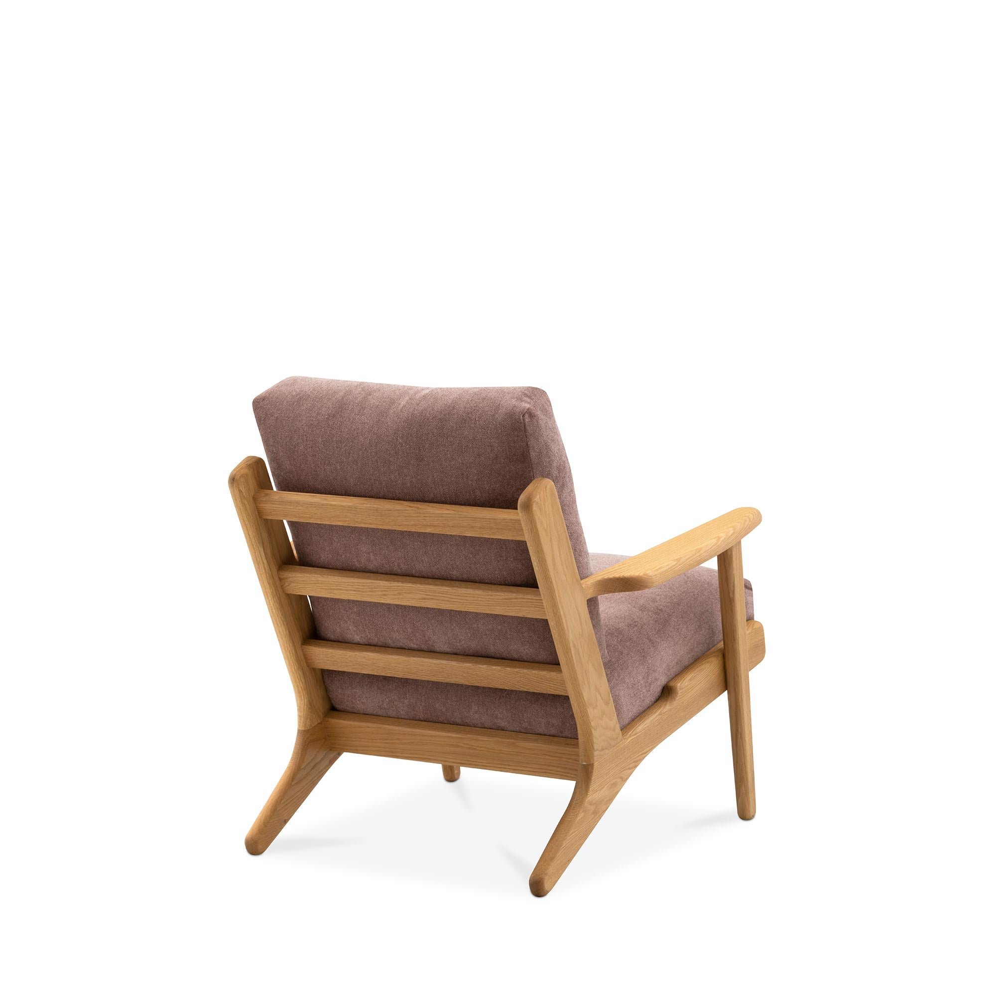 Map Armchair Oak Frame Dusty Rose Fabric