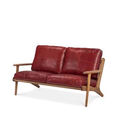 Map 2 Seat Sofa (Walnut Frame/Red Leather)