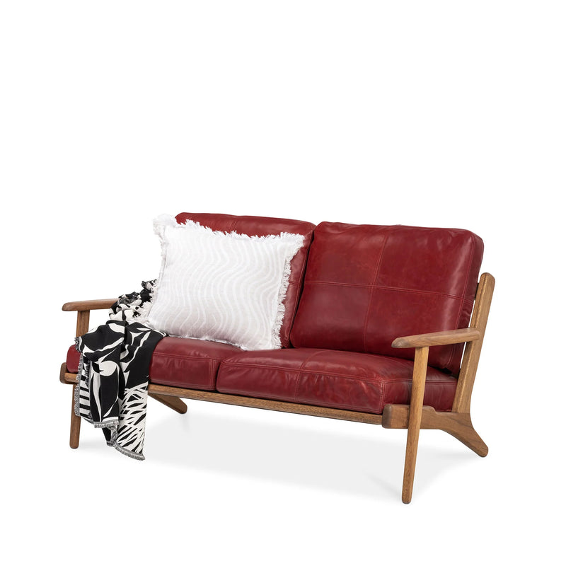 Map 2 Seat Sofa (Walnut Frame/Red Leather)