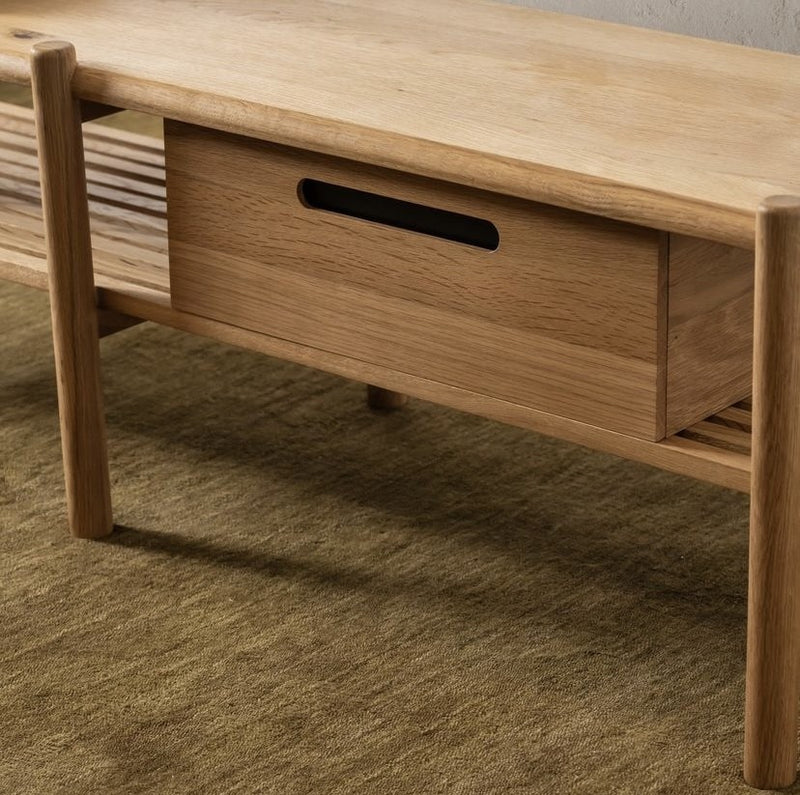 Arna Oiled Oak Bench with Drawer