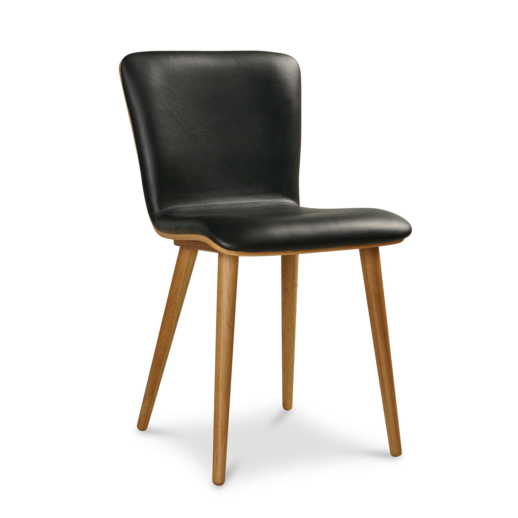 Arna 02 Oak Black Leather Dining Chair