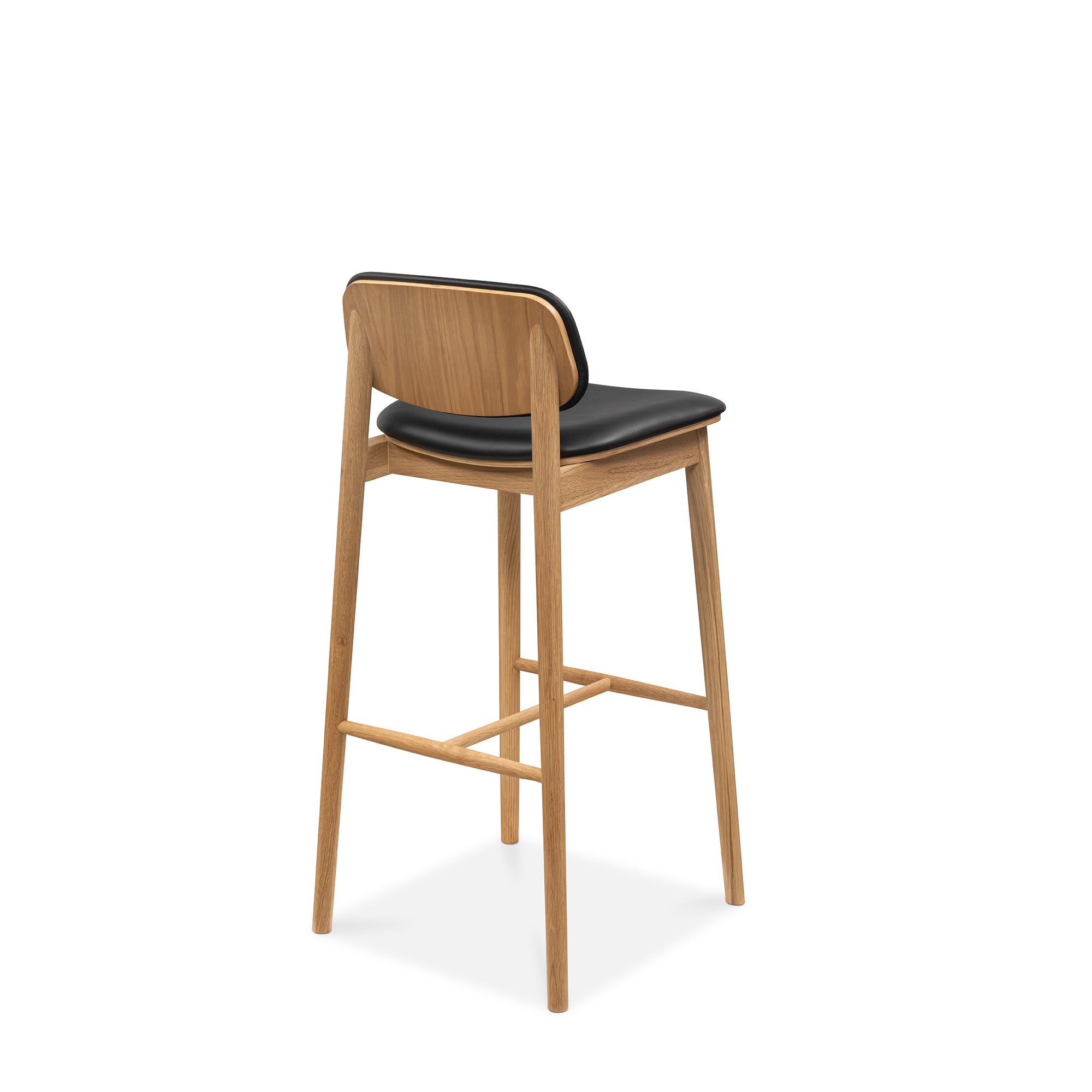 Arna Oak Black Leather Bar Stool