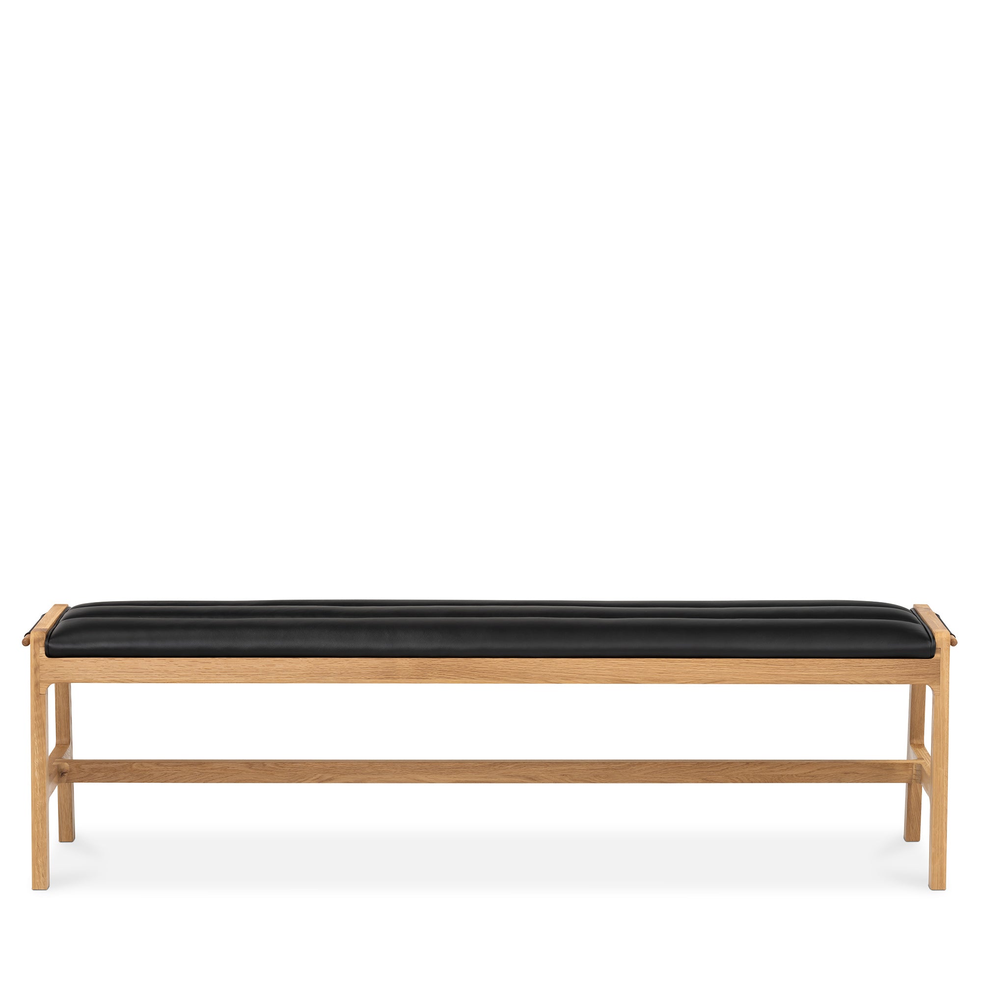 Arna Oak Black Leather Bench