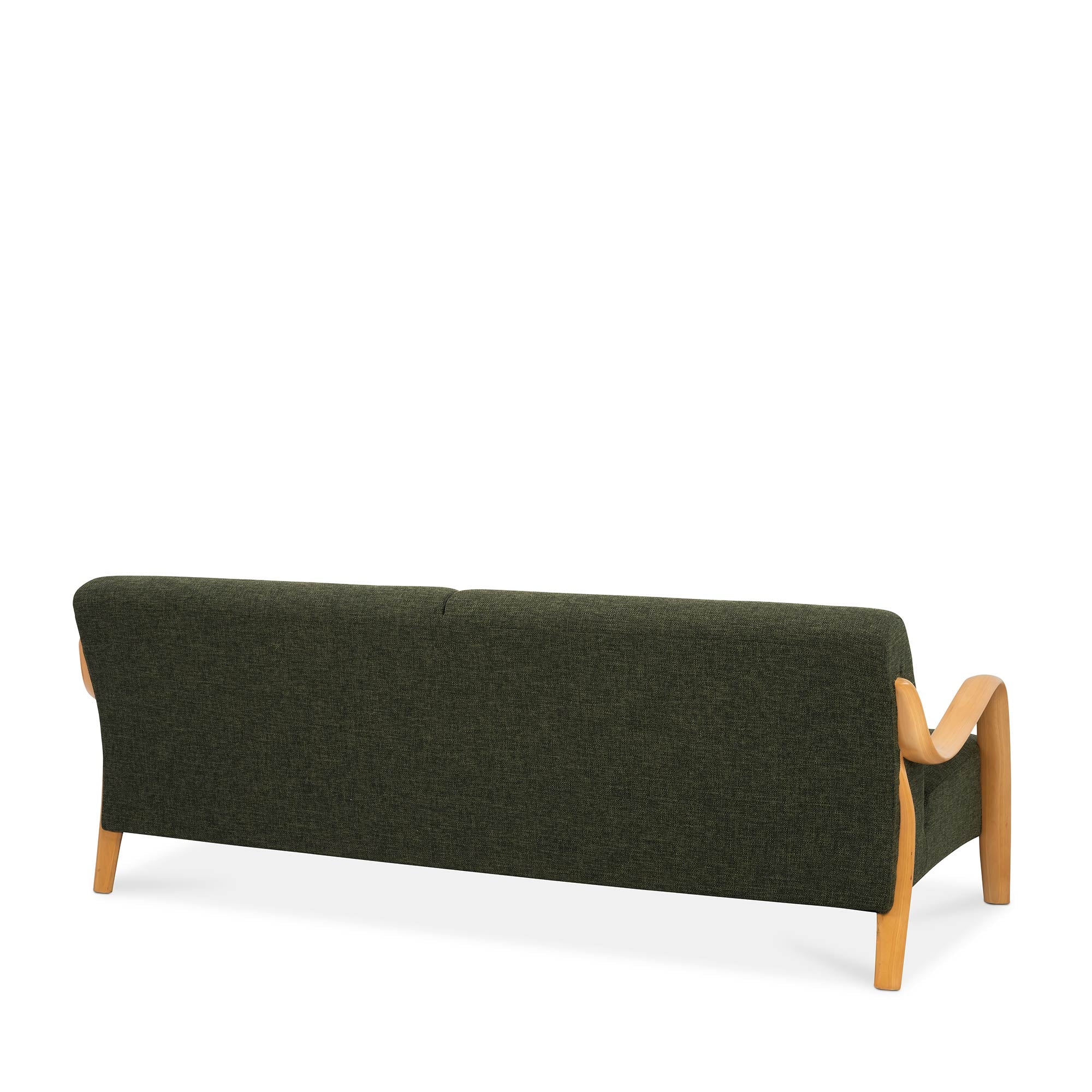 Beech Mid-Century Sofa 3 Seat Forest Green Fabric