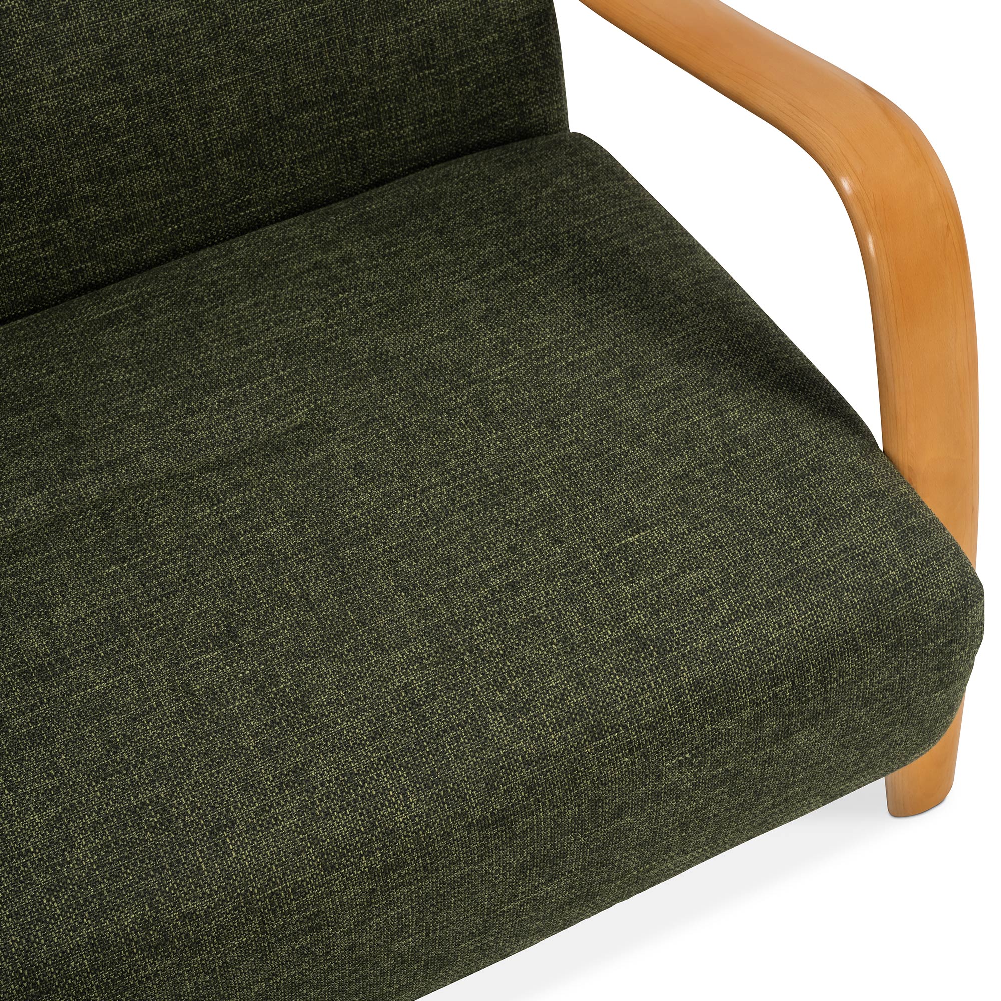 Beech Mid-Century Sofa 3 Seat Forest Green Fabric