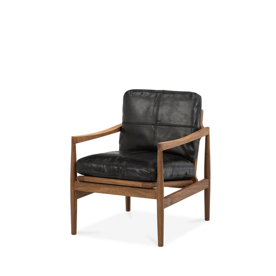 Den Armchair (Walnut Frame/Black Leather)