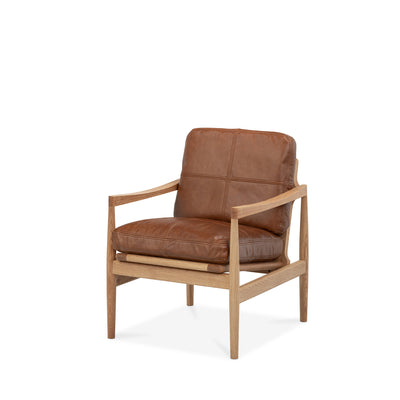 Den Armchair (Oak Frame/Brown Leather)