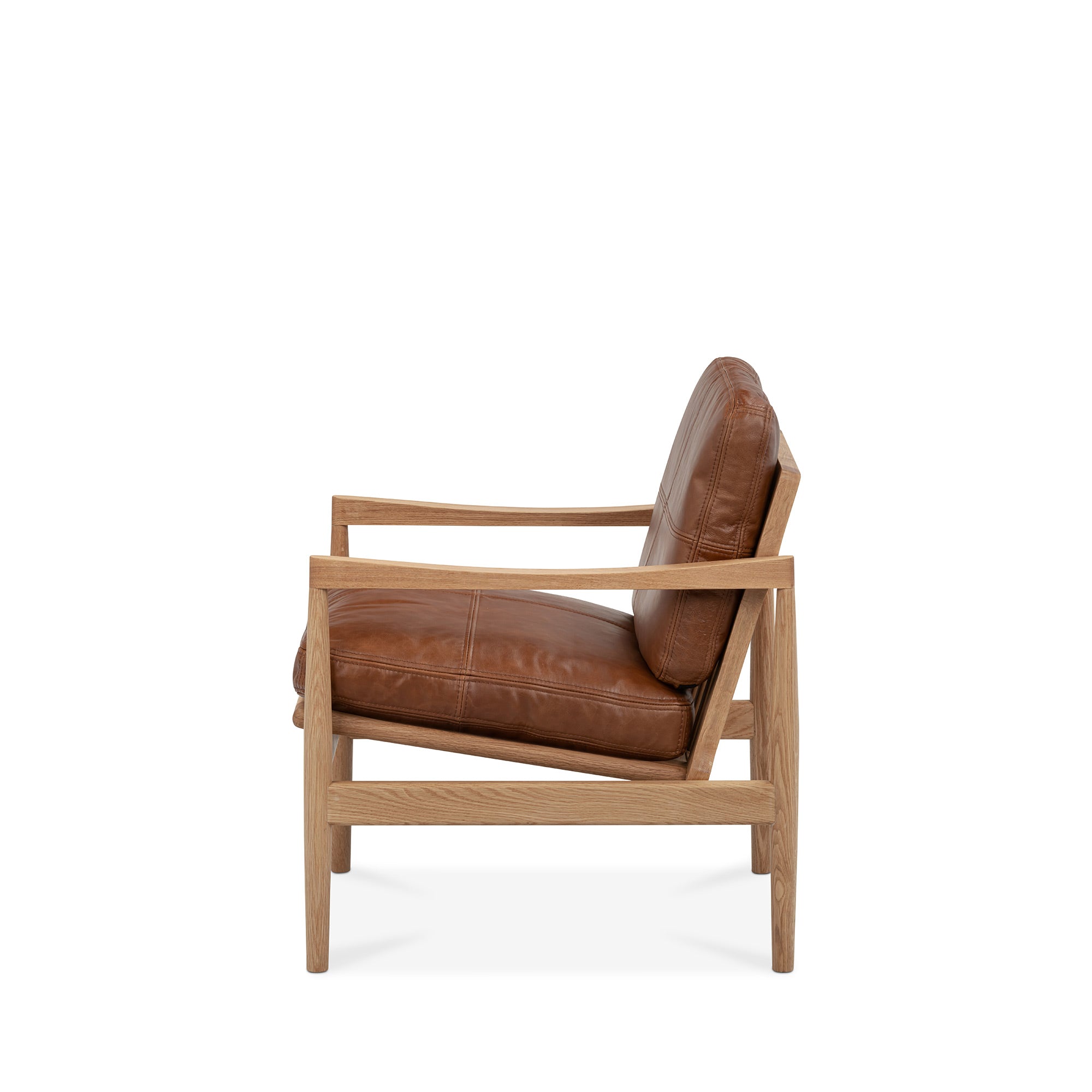 Den Armchair Oak Frame Brown Leather