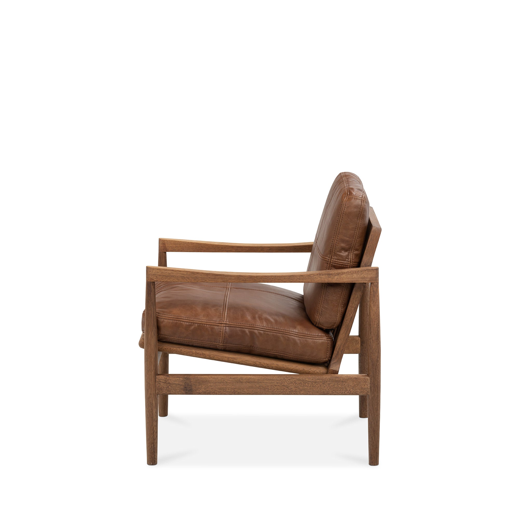 Den Armchair Walnut Frame Brown Leather