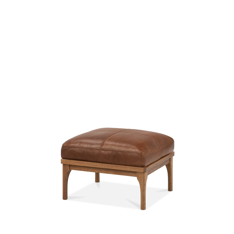 Den Footstool (Walnut Frame/Brown Leather)