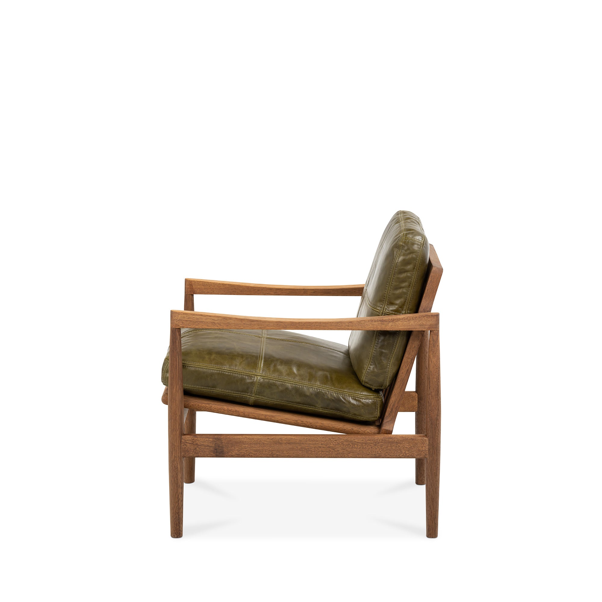 Den Armchair Walnut Frame Green Leather