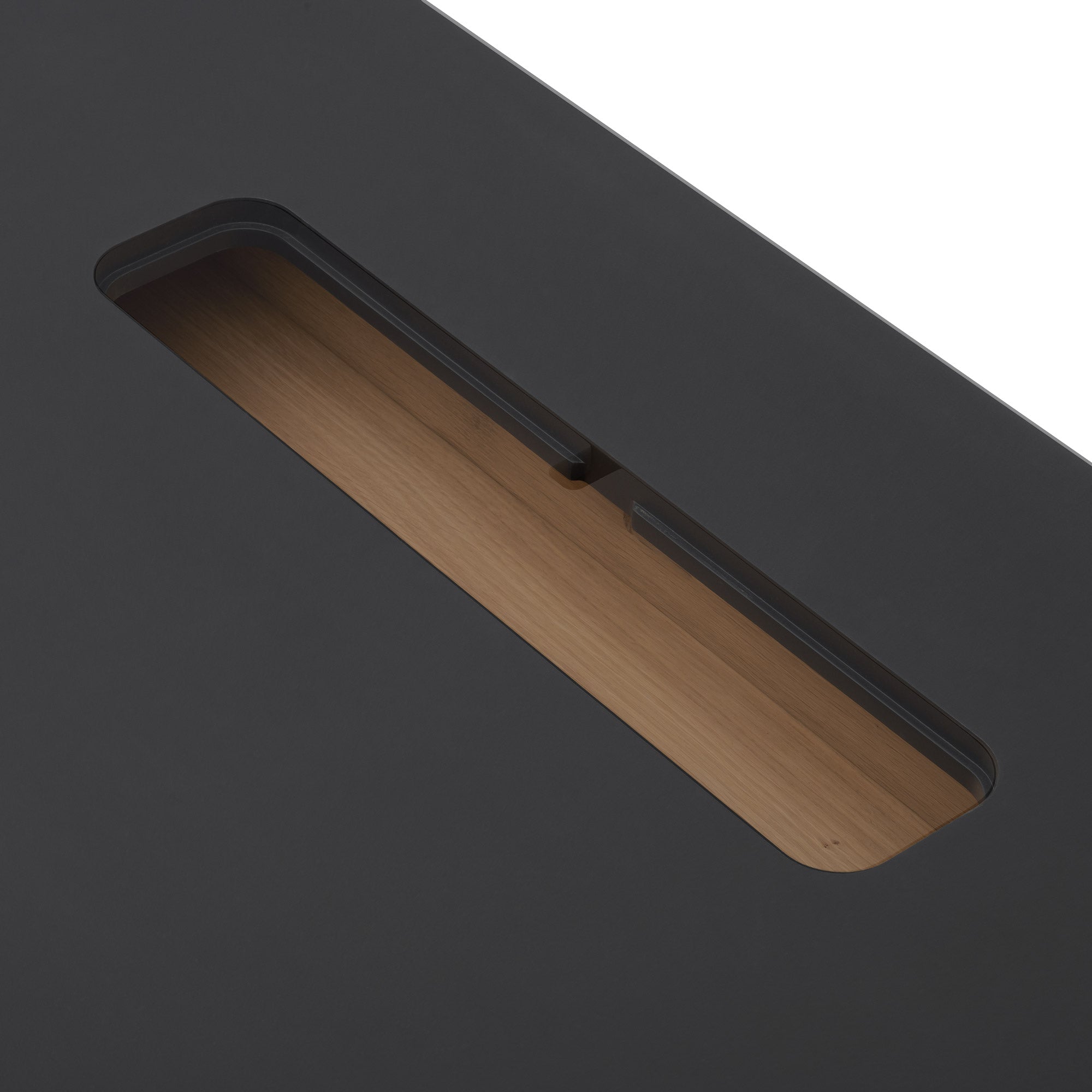 FIKA Oak Office Desk Charcoal Linoleum