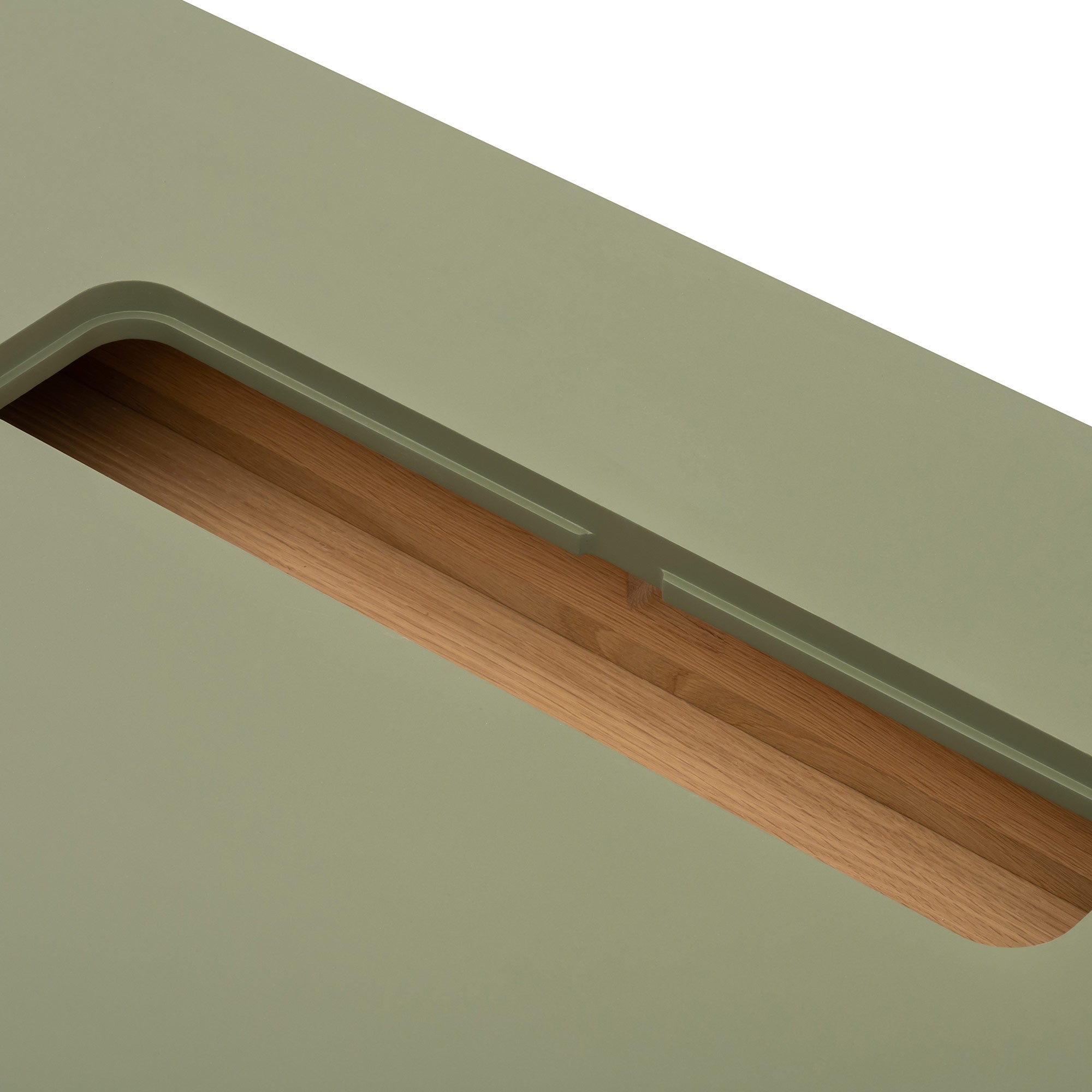 FIKA Oak Office Desk Olive Linoleum