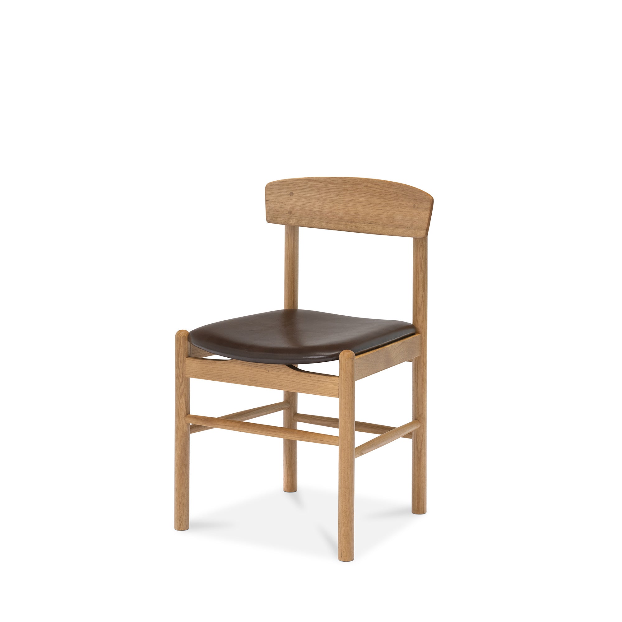 Forest 02 Oak Dining Chair - Dark Tan Leather