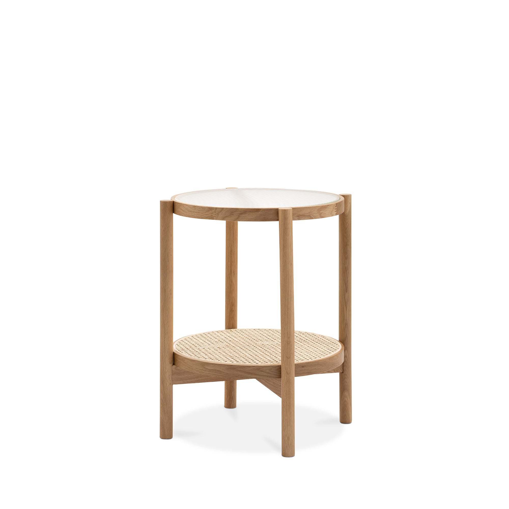 Forest Oak & Rattan Round Side Table