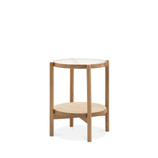 Forest Oak & Rattan Round Side Table