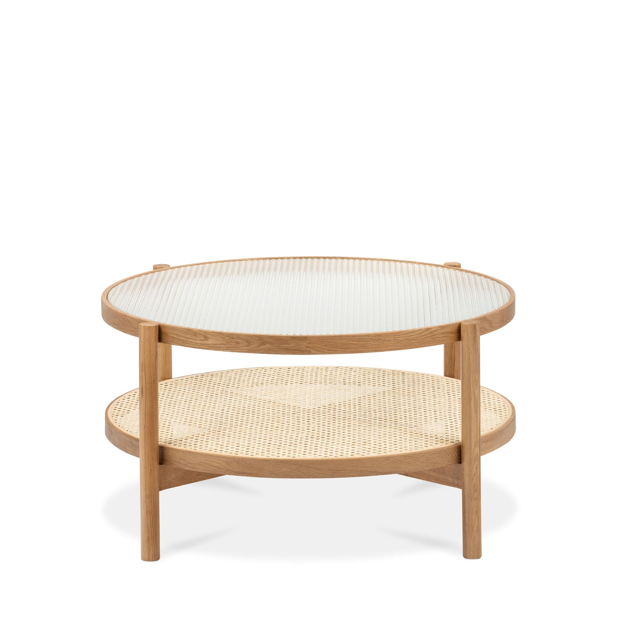 Forest Oak & Rattan Round Coffee Table