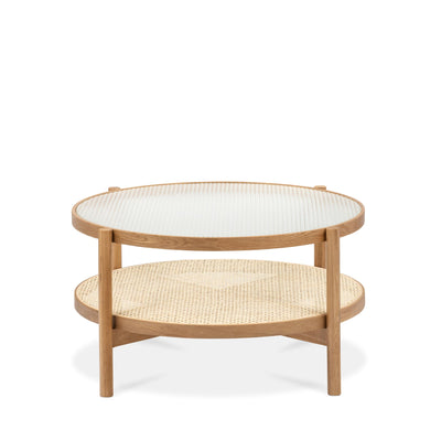 Forest Oak & Rattan Round Coffee Table