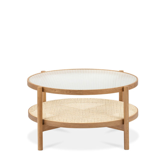 Forest Oak & Rattan Round Coffee Table