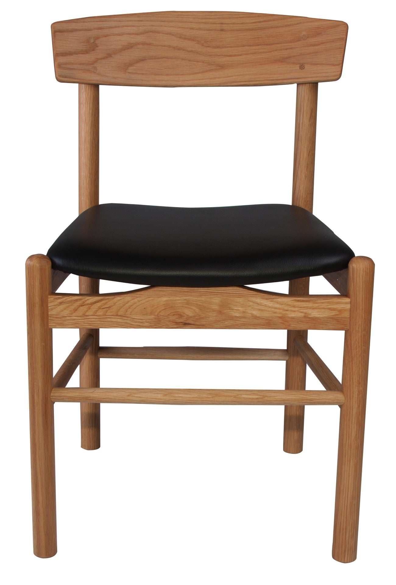Forest 02 Black Full-Grain Leather Oak Dining Chair