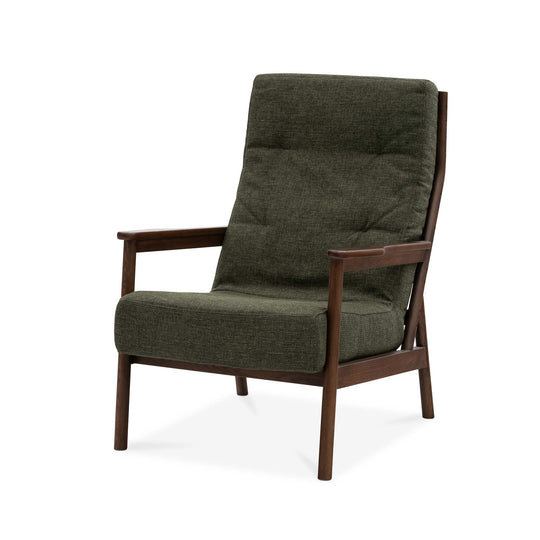 Komfort Elm Walnut Lounge Chair - Forest Green